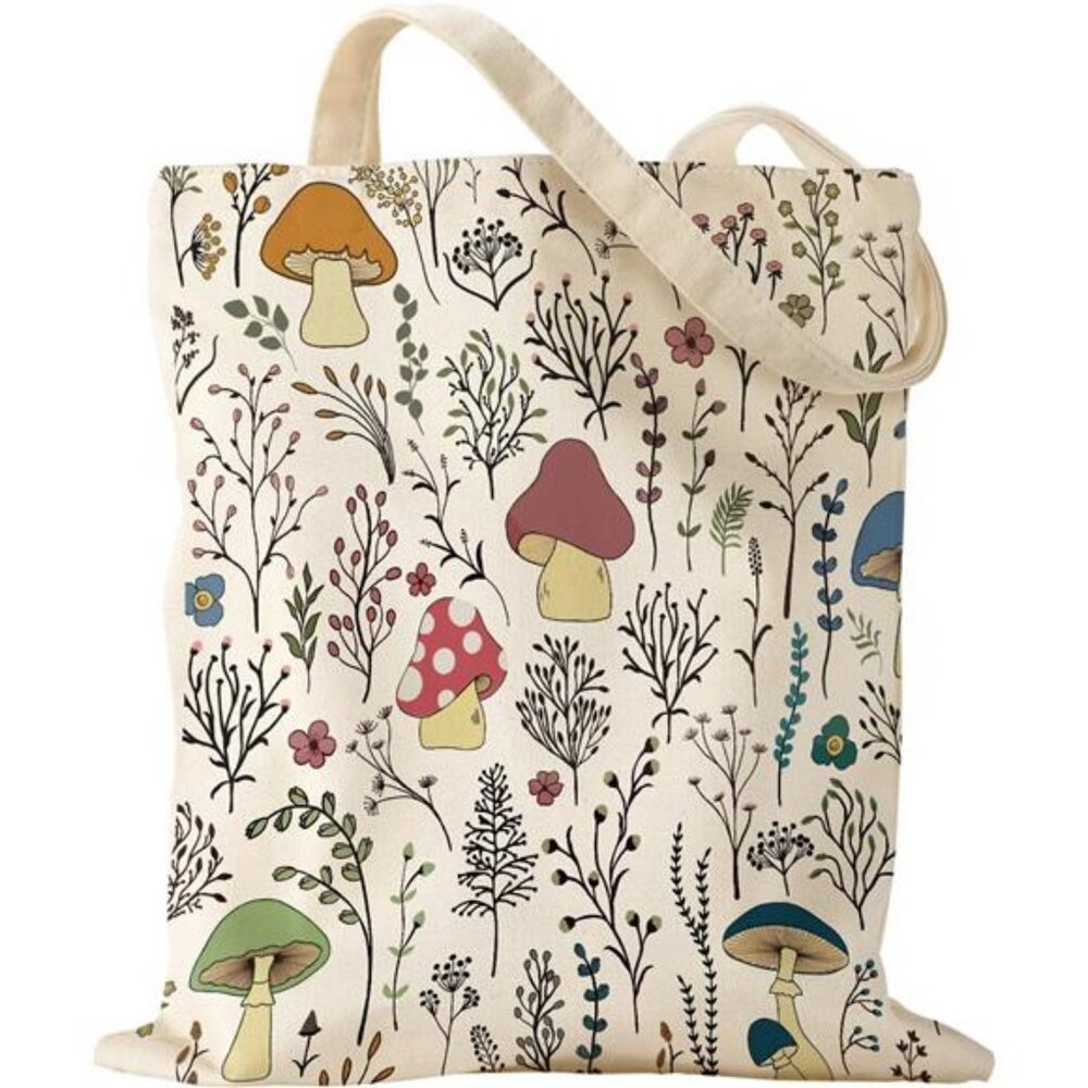 Canvas Tote Bag - Sturdy Cloth Cotton Totes Bag with Pattern Shoulder Bag